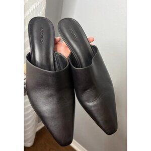 Nordstrom Nofriss-Lea Soft Leather Kitten Heel Mules Women 10M Black Pointed Toe